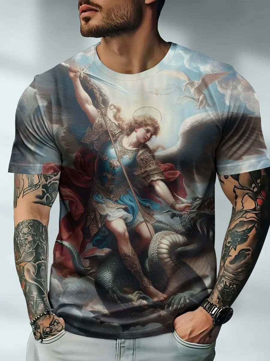 New Demon Angel 3D Print T-Shirts Men Women Summer Round Neck Short Sleeve T Shirt Street Tees Harajuku Y2K Tops Men's Clothing