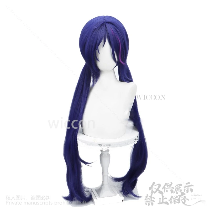 أنيمي لعبة الرعب MiSide ميتا تأثيري ميتا شعر مستعار طويل مع نصب مزدوج ذيل حصان مقاومة للحرارة الشعر الاصطناعية كوس مخصص