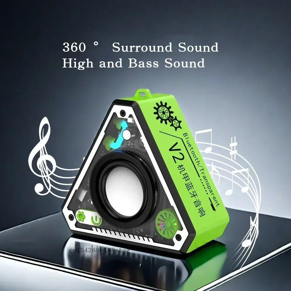 Mini Portable Bluetooth Speaker Mecha Style Karaoke Machine Outdoor Speaker V2 RGB Light Bar Wireless TWS Stereo Music Player