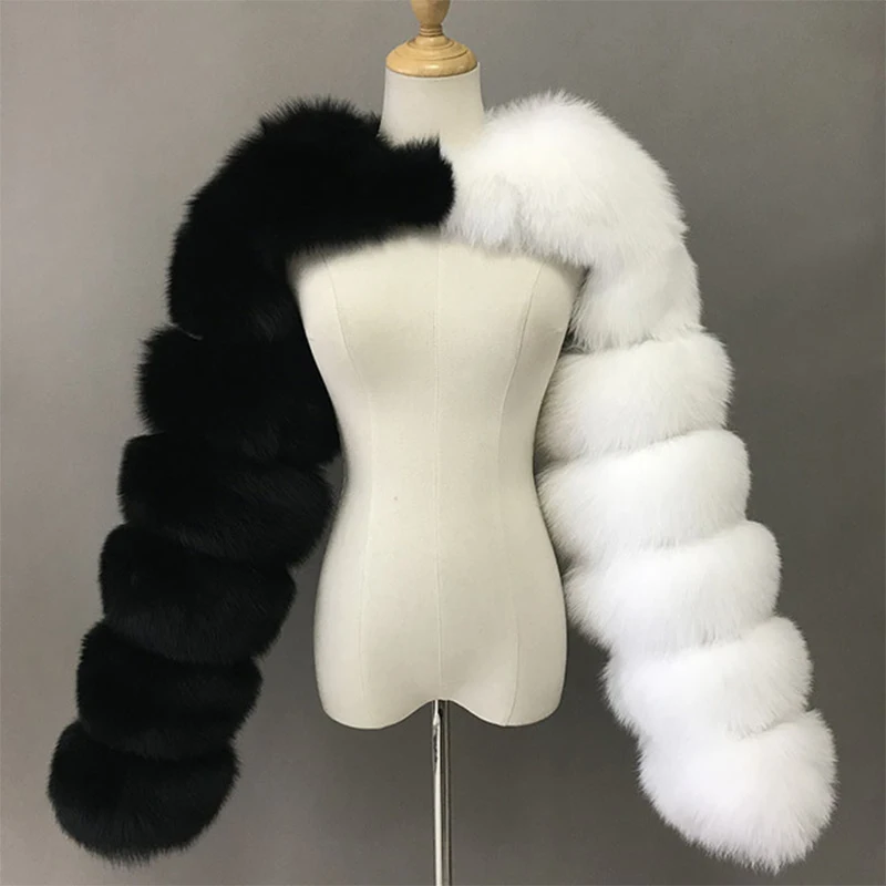 2023 Winter Warm Womens Clothes Pink White Black Faux Fox Fur Coat and Jacket Long Sleeve Fluffy Crop Top Ladies Elegant Outwear