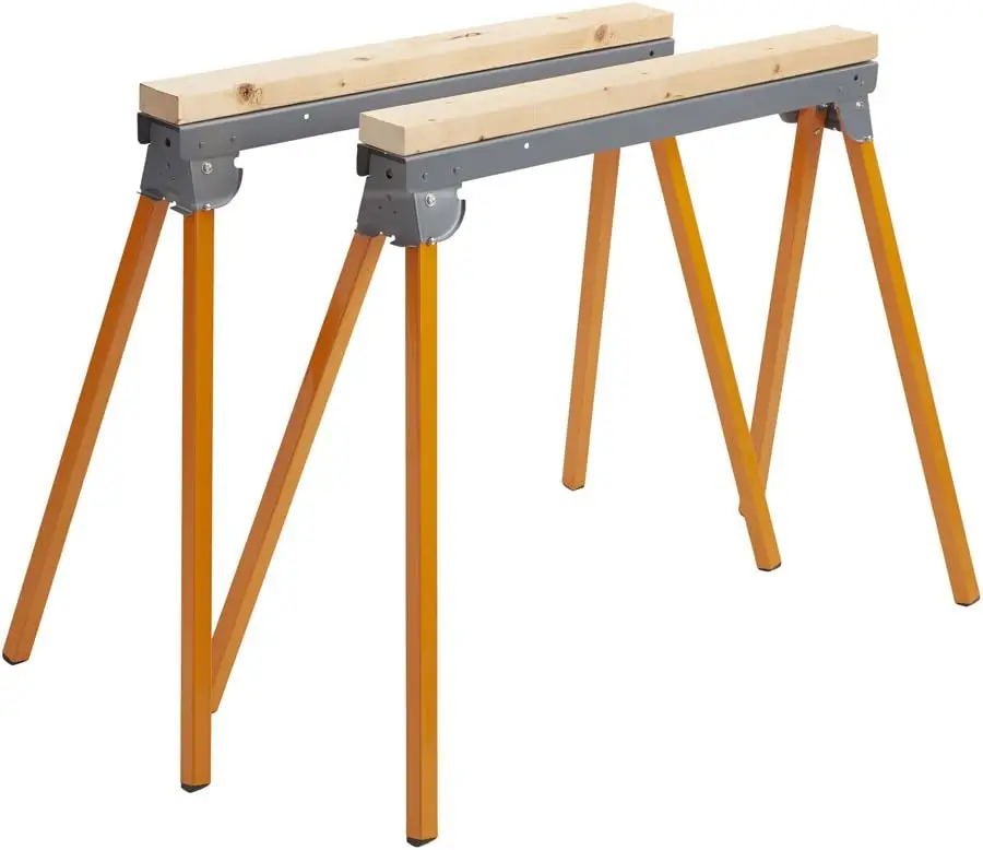Sawhorses pieghevoli in acciaio PM-3300T – Set di 2 supporti per carichi pesanti – Pre-assemblato, arancione, 33"·Vendita diretta in fabbrica