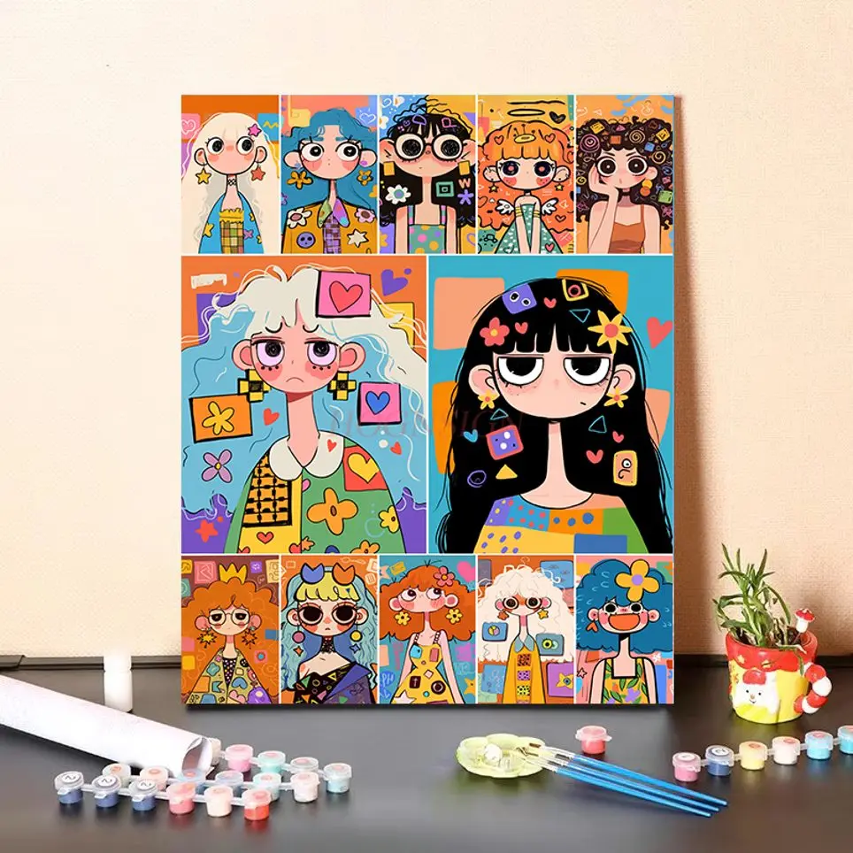 1set Digital oil painting DIY creative manual coloring healing decompression high beauty living room decoration painting