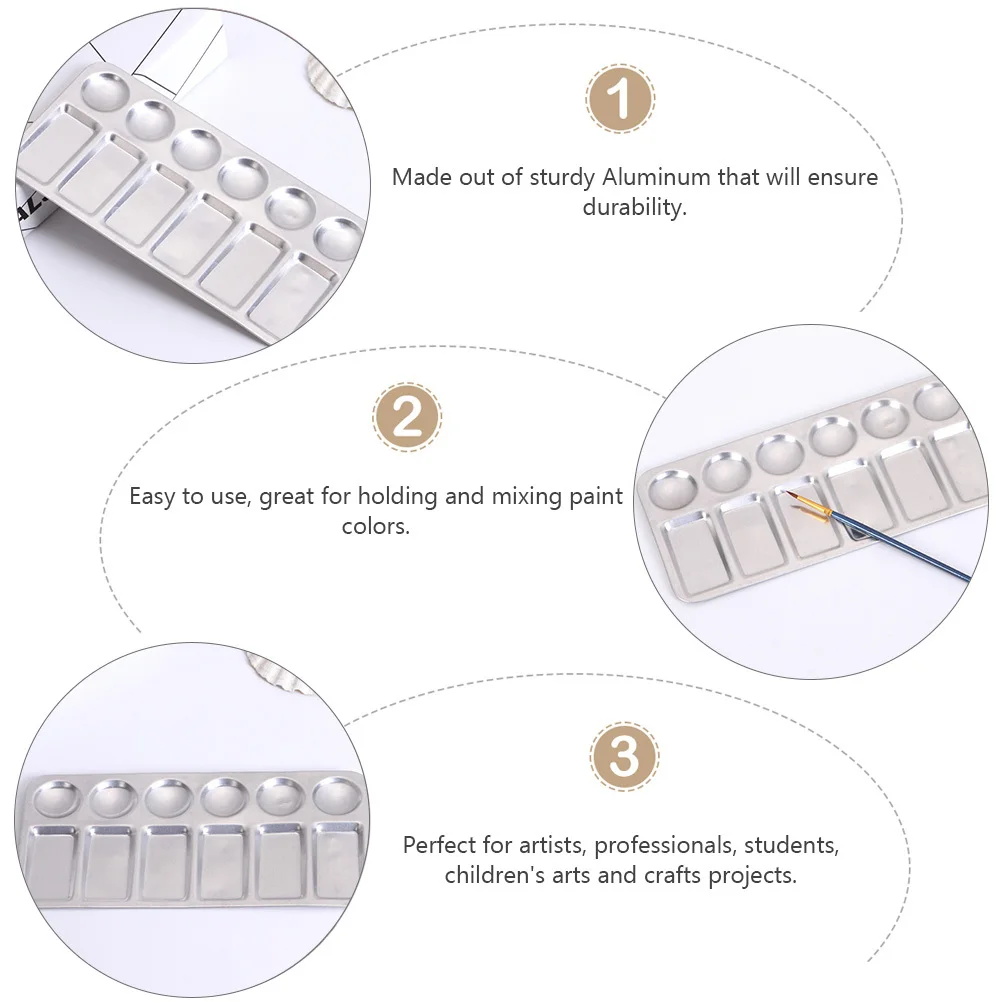 

2Pcs Aluminum Paint Mixing Tray 12-Hole Portable Sturdy Palette Suitable for Artists Students Acrylic Oil Paint Tray Board