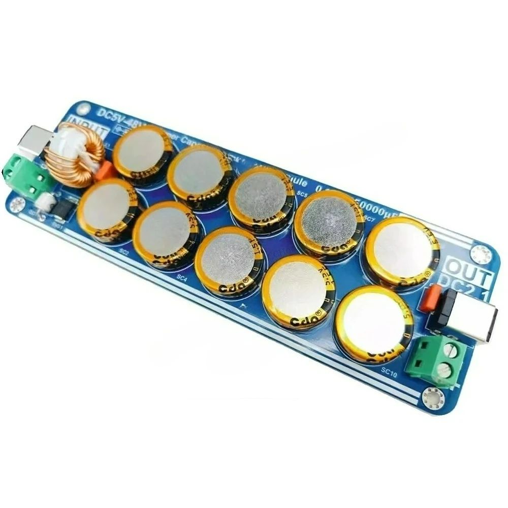 Upgraded 5V-48V Supercapacitor Filter Board 10A Linear Switching Power Supply for Raspberry Pi Headphone Amplifier DAC Amplifier