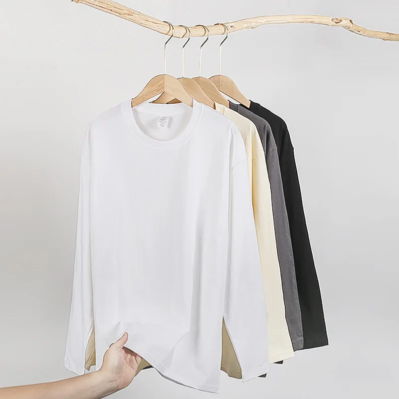 

Long Sleeves Solide Color Couple Tess neutral Cotton Loose T-shirts