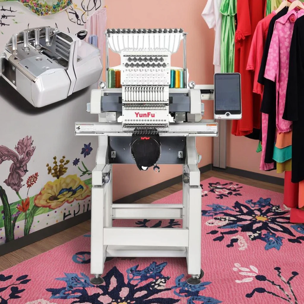 New Arrivals Single Head 12/15needles Automatic Computerized Embroidery Machine For Hat Cap Tshirt Clothing Spot Goods