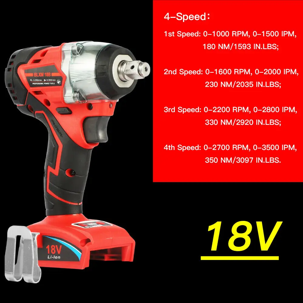 Imagem -03 - Chave de Impacto sem Escova sem Fio Ferramentas Elétricas Substituir Ferramenta Milwaukee Velocidades Chave de Torque 18v 350nm 2
