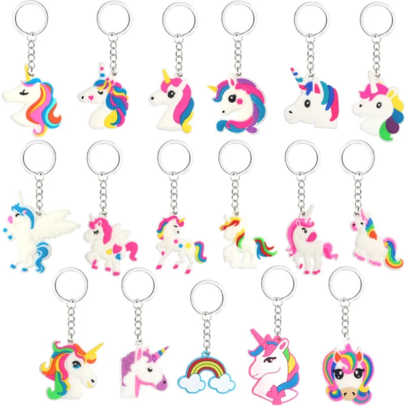 6/12PCS Unicorn Keychain Friends Guests Giveaways Kids Birthday Party Favor Gifts Boy Girl Baby Shower Unicorn Gift Bag Fillers