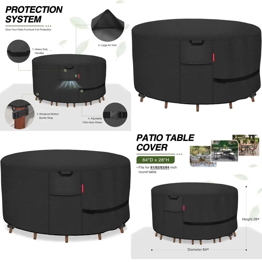 

Водонепроницаемый чехол для садовой мебели 600D - Прочный защитный чехол для 84 стульев и столов, черный