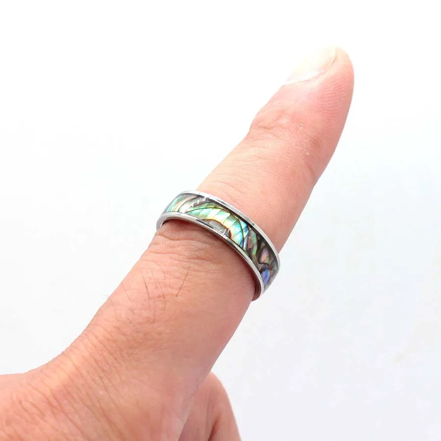 Charms Natural Abalone Shell Rings For Women Girls Steel Stainless Steel Finger Ring Wedding Jewelry Choice Men Gifts - view 6