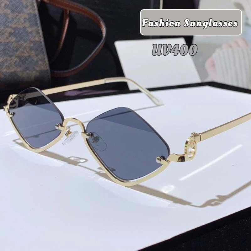 

2025 New Fashion Half-frame Rhombic Sunglasses Senior Sense of Sunscreen Glasses Metal Small Frame Trend Walkout Sunglasses