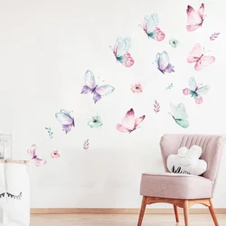 3Pcs Watercolor Butterflies Wall Stickers Kids Room Girls Room Decoration for Children Bedroom Decor for House Living Room