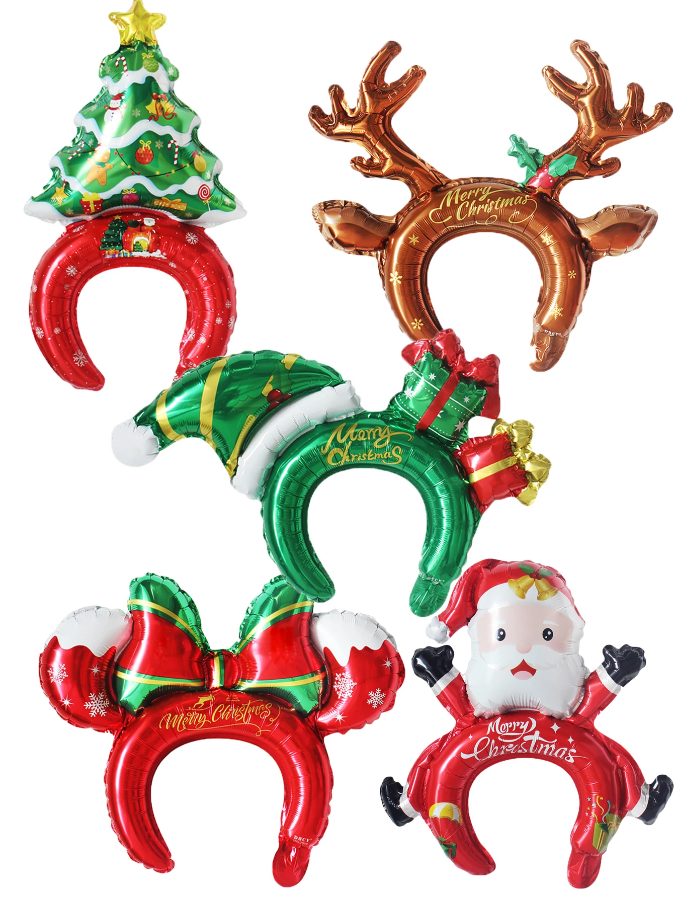 5pcs Christmas Hair Clasp Balloons Christmas Headdress Balloons Santa Claus Christmas Decorations Christmas Party Decorations