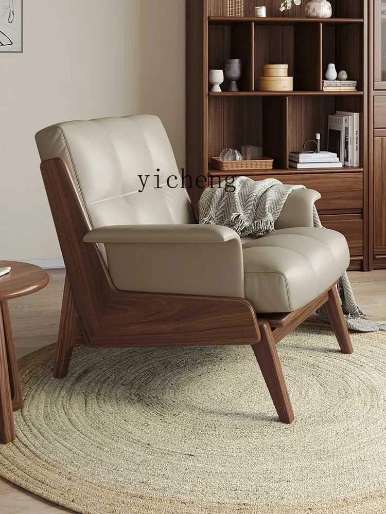 

XL Black Walnut Single-Seat Sofa Chair Cat Scratch Leather Modern Living Room Lazy Recliner Chair