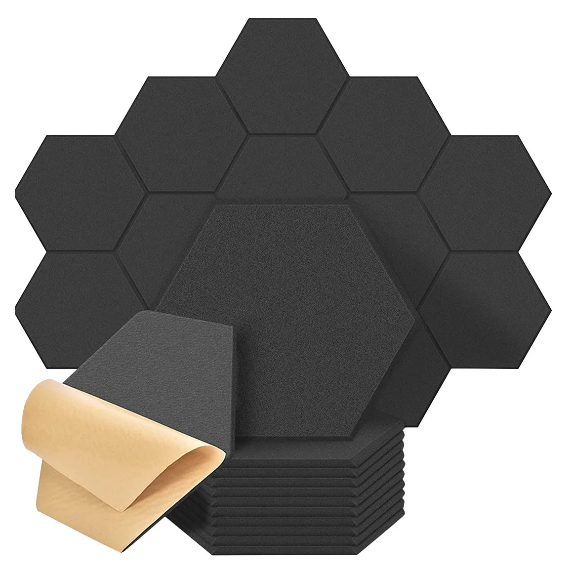 

14 Pack Hexagon Acoustic Panels Beveled Edge Sound Proof Foam Panels,Sound Proofing Padding for Wall,Acoustic Treatment