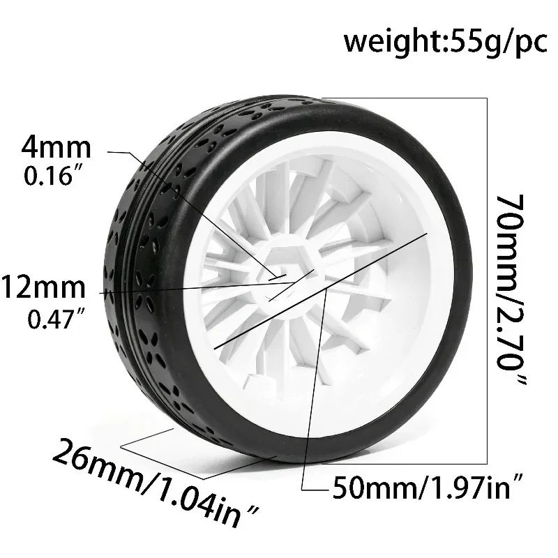 4Pcs 1/10 RC On-road Drift Car Rubber Tires for 1:10 4WD MJX 10303/10304 Buggy Tamiya Wltoys   Also