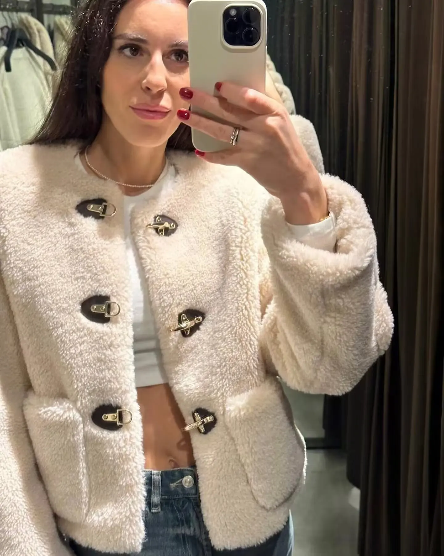 2025年 女性用 ベージュ カジュアル ルーズコート ファッション レディース 冬 フェイクファー 厚手 暖かい ラムウール オックスホーンバックル ジャケット コート ストリート アウター