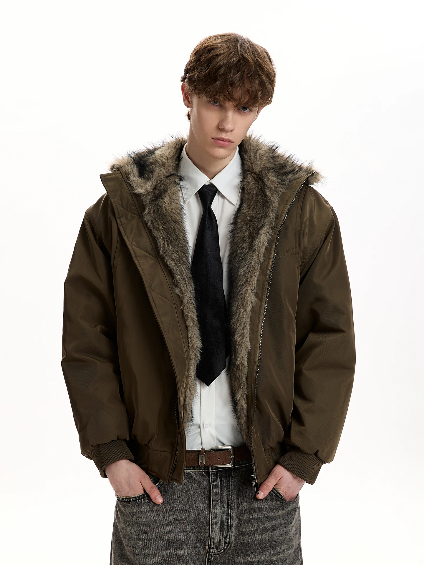 

PUEE американский ретро Thiened теплый меховой воротник Mountain Eagle хлопок Jaet молодежная модная зимняя верхняя одежда для подростков