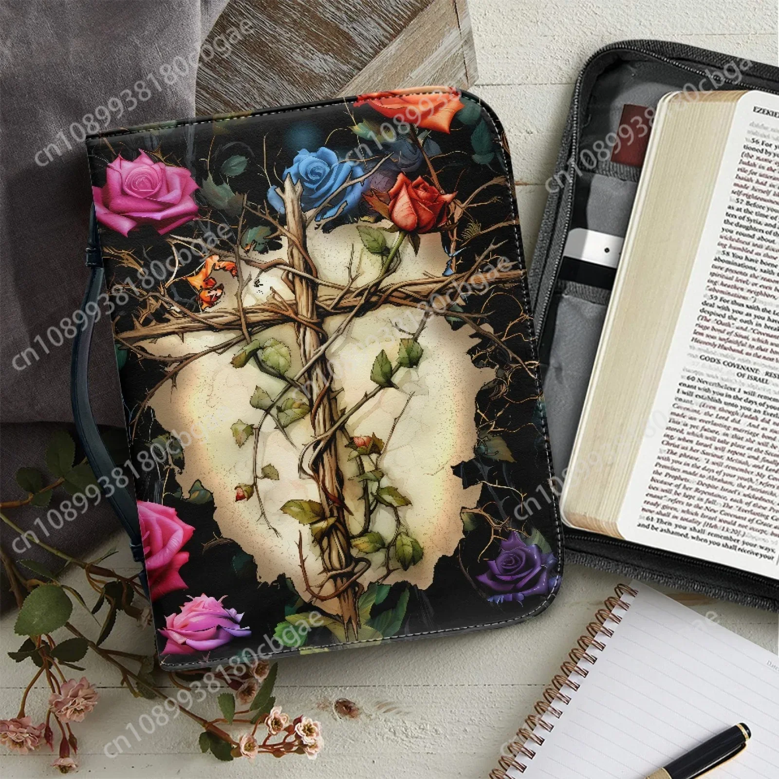 Borsa per Bibbia in pelle con motivo versetto incrociato per donna Uomo Borse con manico Ioni della Bibbia Custodia per Bibbia Borse per il trasporto