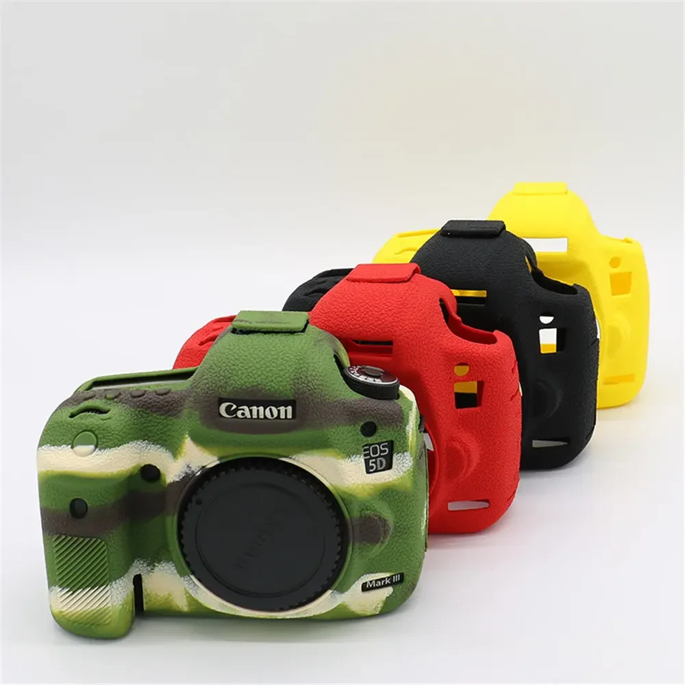 For Canon EOS 5D Mark III 5D3 Litchi Pattern Soft Silicone Camera Bag Case Protective Armor Rubber Cover Skin