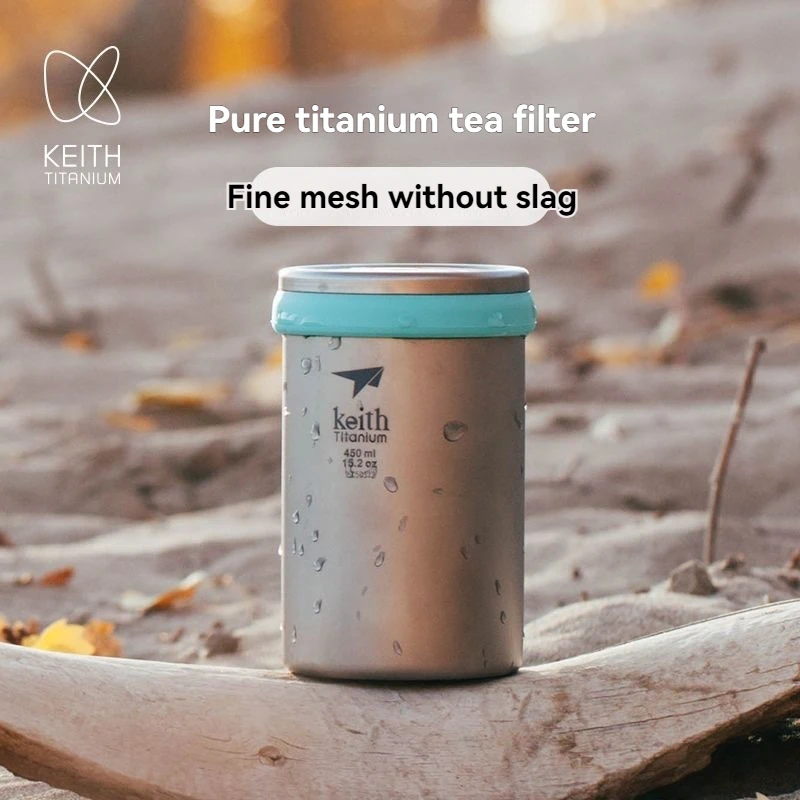 

Титановая двухслойная офисная чашка для воды из чистого титана, портативное многофункциональное устройство для заваривания чая на открытом воздухе