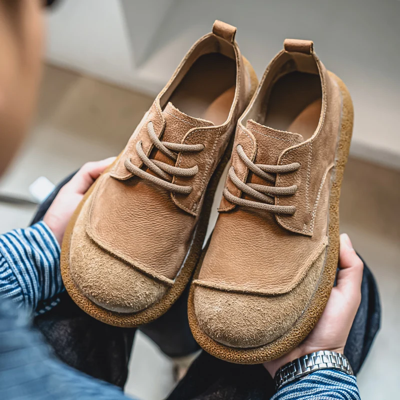 

Chukka Boots for Men Waterproof Leather Casual Lace Up Ankle Oxford Boots Daily Dress Shoes Soft Sole Comfortable Falt Shoes