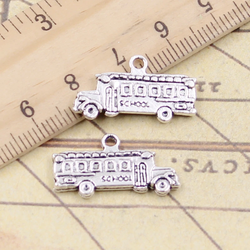 10pcs Charms School Bus 13x23mm Tibetan Silver Color Pendants Antique Jewelry Making DIY Handmade Craft Pendant