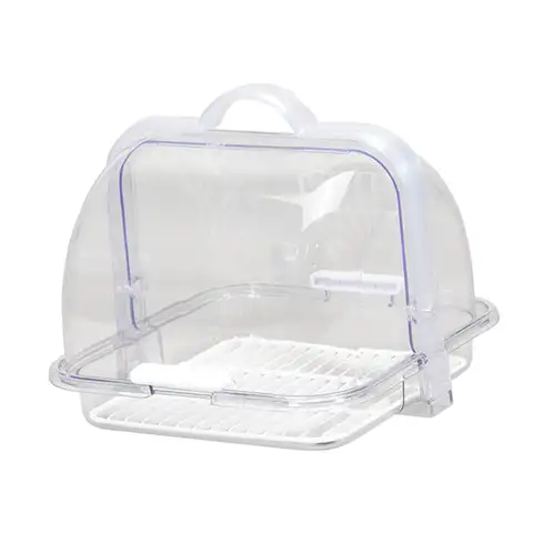 केक कैरियर ब्रेड स्टोरेज पारदर्शी केस 21.3x21.3x18cm ढक्कन के साथ 8 best sales ब्रेड होल्डर - №7