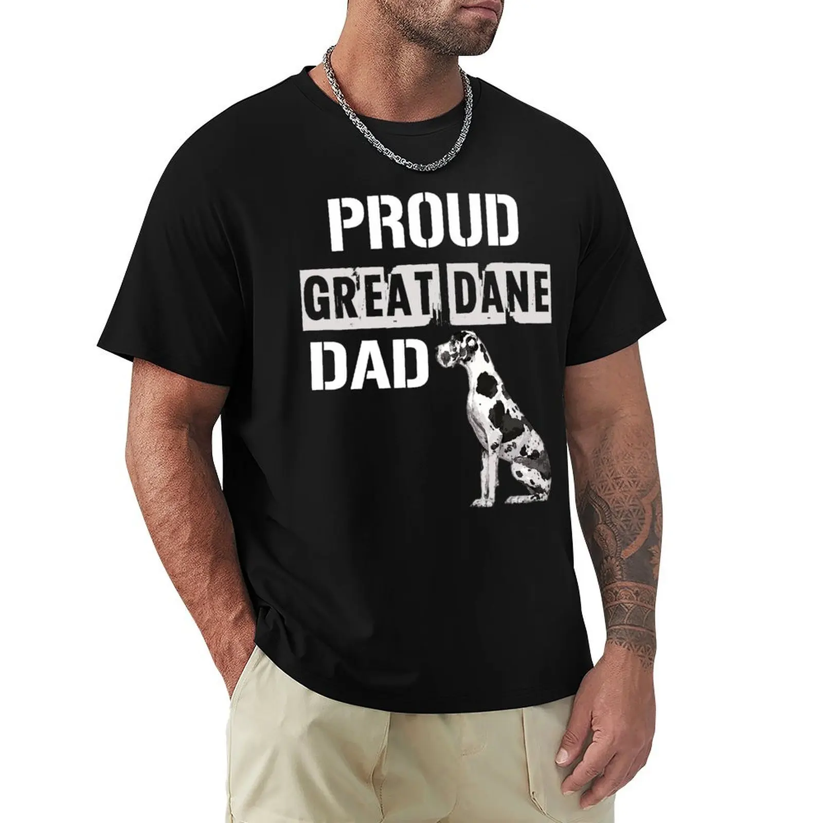 

Proud Great Dane Dad T-Shirt Long Lasting Casual T-Shirt