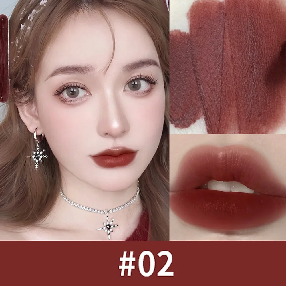 ナチュラル6色ベルベットリップグレイズ長持ちノンスティックカップマットリップグロスメイクアップツール防水リップスティックマッドガール