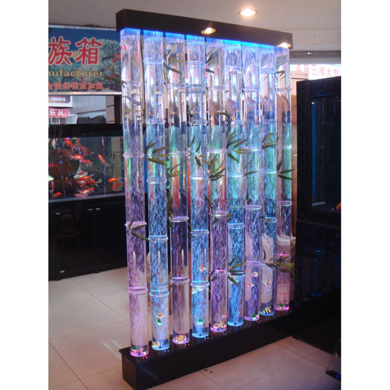 

Customized water curtain wall bubble water curtain high-grade LED acrylic bamboo screen viewing aquarium