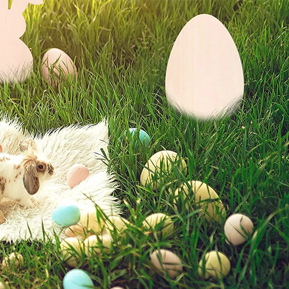 

12 Pcs Wooden Easter Egg Ornament Hanging Eggs Decorate Unfinished for Crafts Cutouts Embellishments Gift Decoration