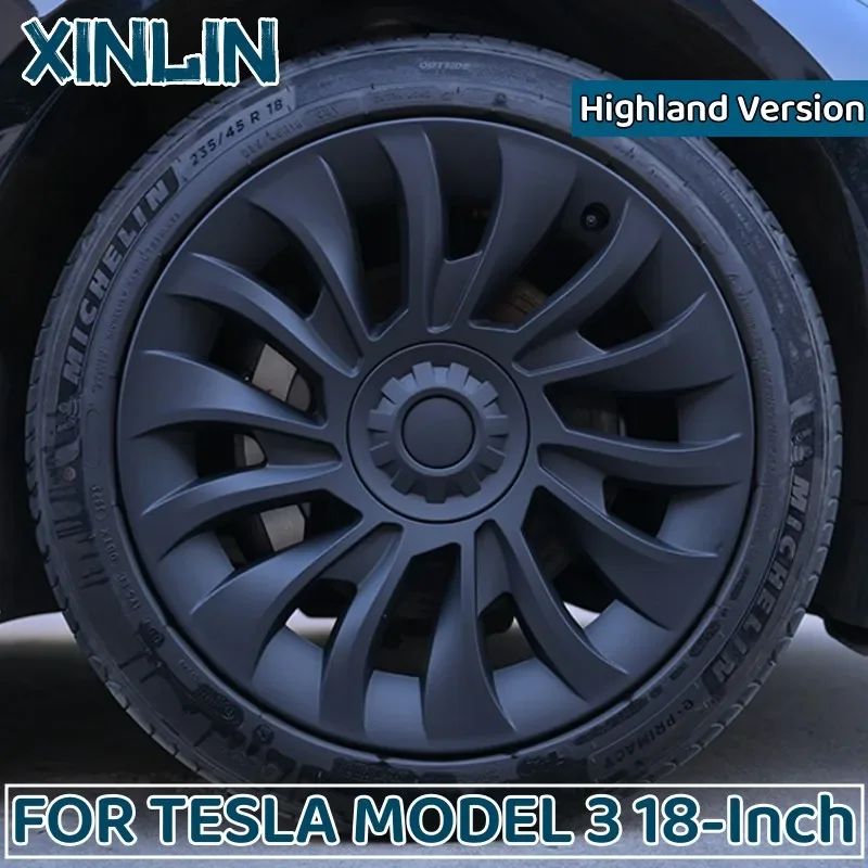 4PCS Wheel Cover For Tesla Model 3 Highland Version 2024 18 Inch Performance Hub Caps Replacement Wheel HubCap Full Rim Cover