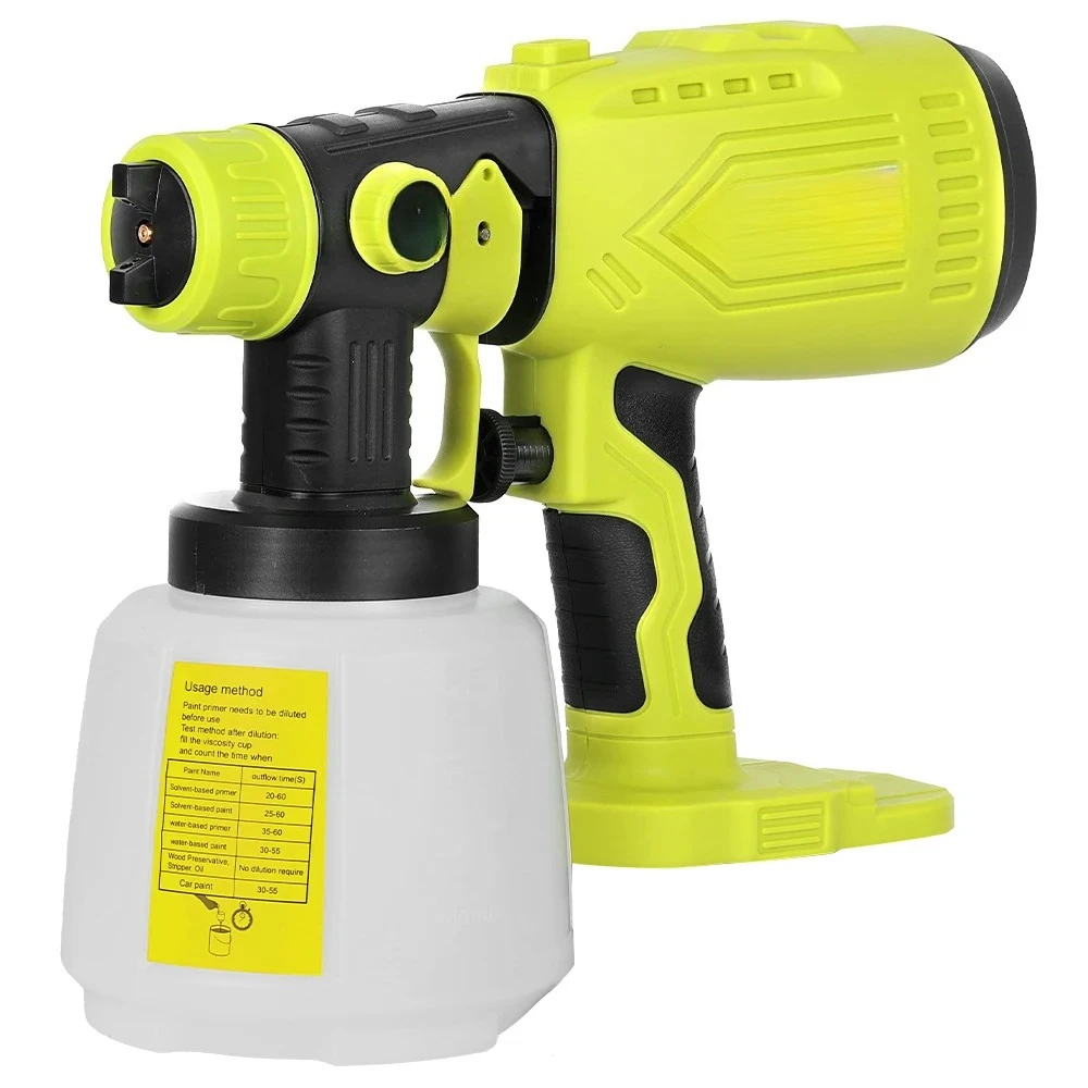 

Ручной распылитель краски (без аккумулятора) 200 Вт, беспроводной HVLP-пистолет для Ryobi 18V ONE+, 4 сопла, 3 режима распыления, емкость 1000 мл