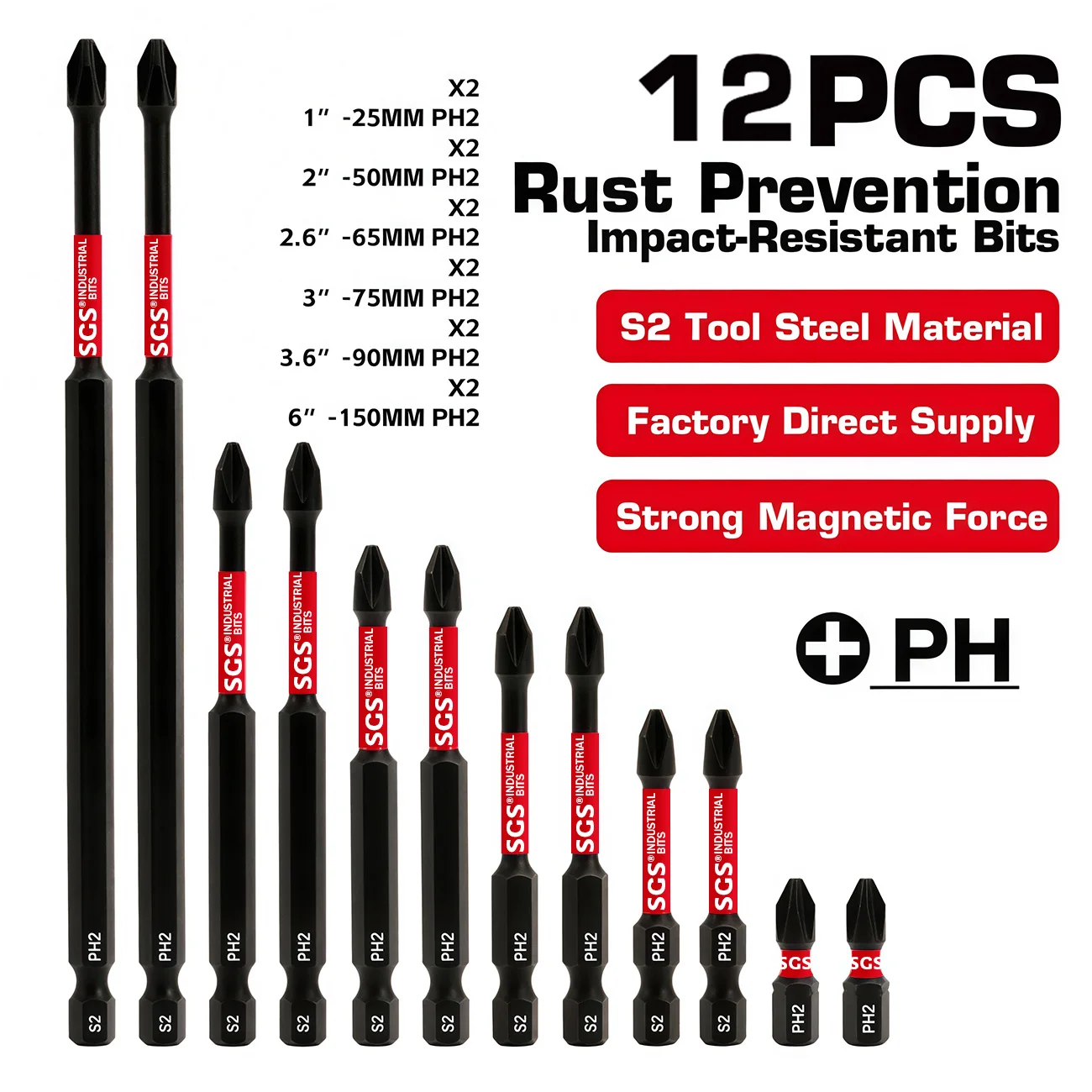 12-Piece Magnetic Screwdriver Bit Set, 1/4