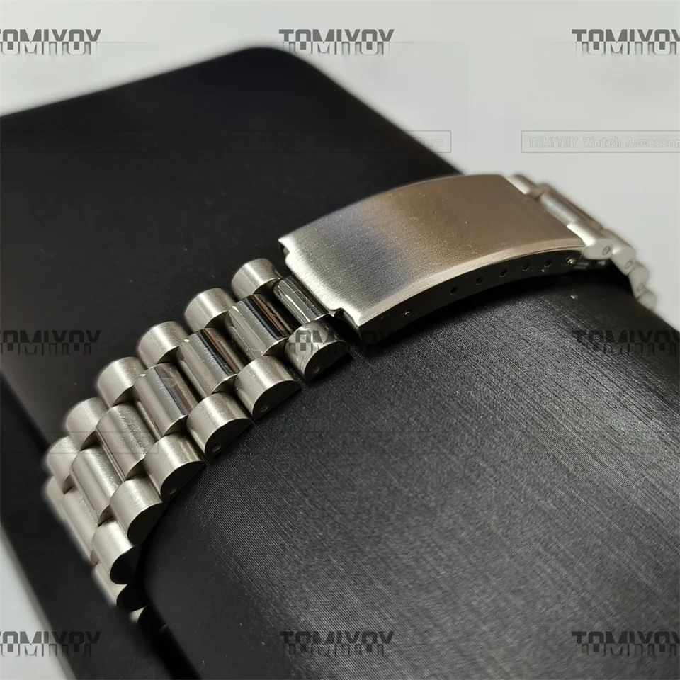 Curved End Stainless Steel  President Band Bracelet Fit For Rolex Seiko Omega Mechanical Wristwatch