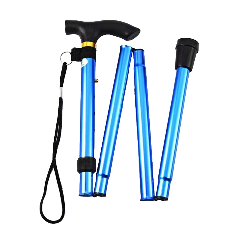 Hiking Camping Mountaineering Poles Walking Stick Telescopic Baton Trekking Poles Folding Cane Crutches Pole Unisex E