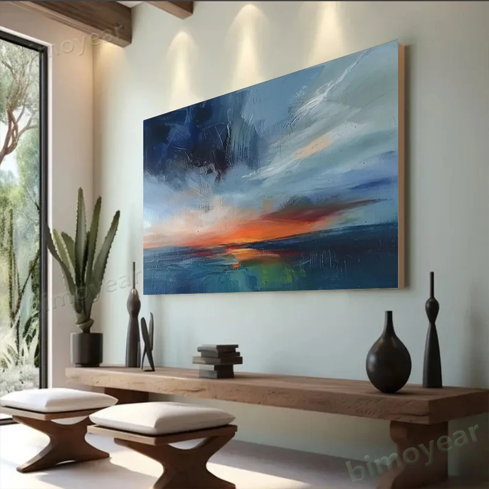 Hand Painted Abstract Oil Painting sunrise sunset seascape Wall Art Picture On Canvas Mural For Living Room Home Decor Paint