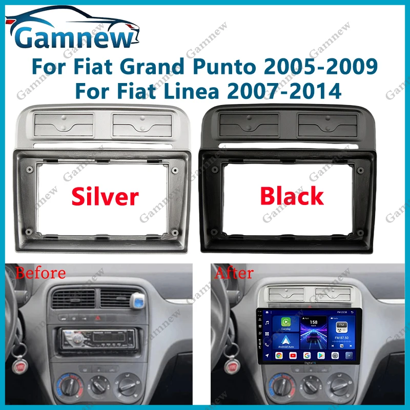 9 Inch Car Frame Fascia Adapter Canbus Box Android Radio Audio Dash Fitting Panel Kit For Fiat Grand Punto 2005-2009 Linea 2007+
