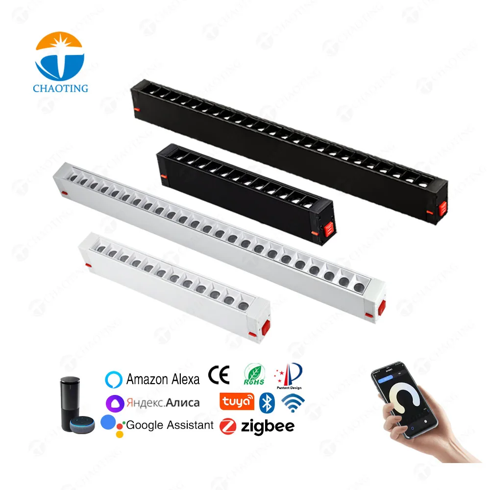 20 Pcs 25Mm 18W Smart Adjustable Cct Optional Tuya Wifi ZigBee BT Led Magnetic Track Spot Lights For Magnet Rail Lighting System