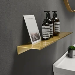 Gold Bathroom Wall Mounted Shelf Shower Storage Shelf Toilet Shampoo Toiletries Organiser Bathroom Pedestal Basin Shelf