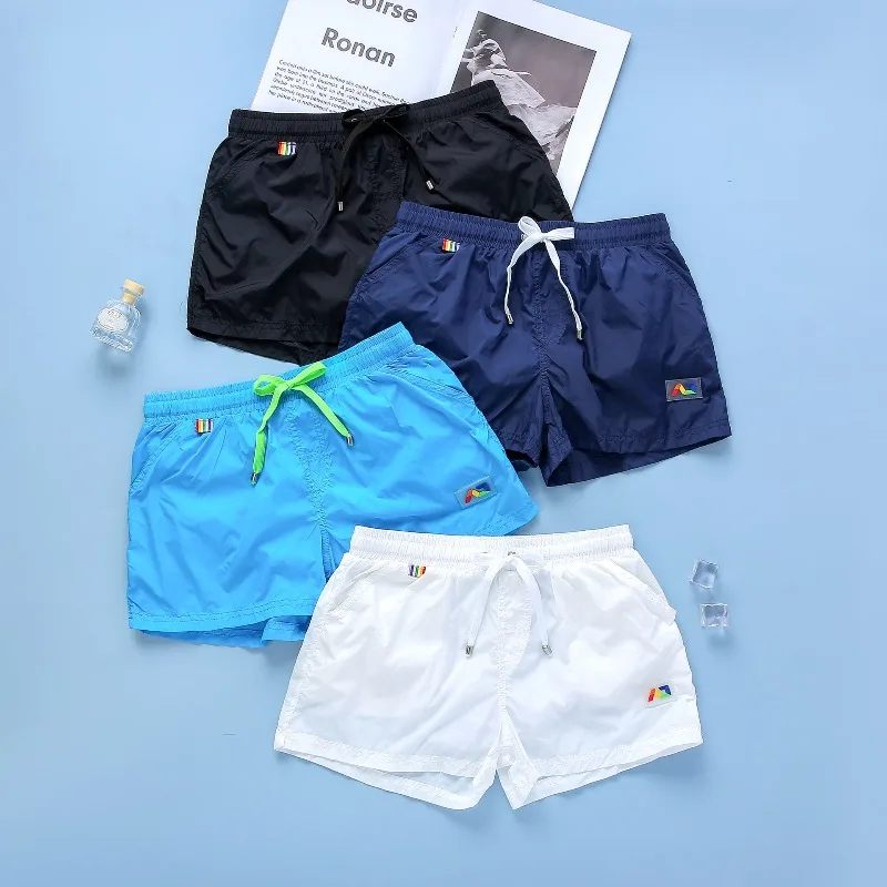 Addicted men's boxer fitness shorts running sports three-point pants beach pants men's blue swimming trunks men's AD4-M331