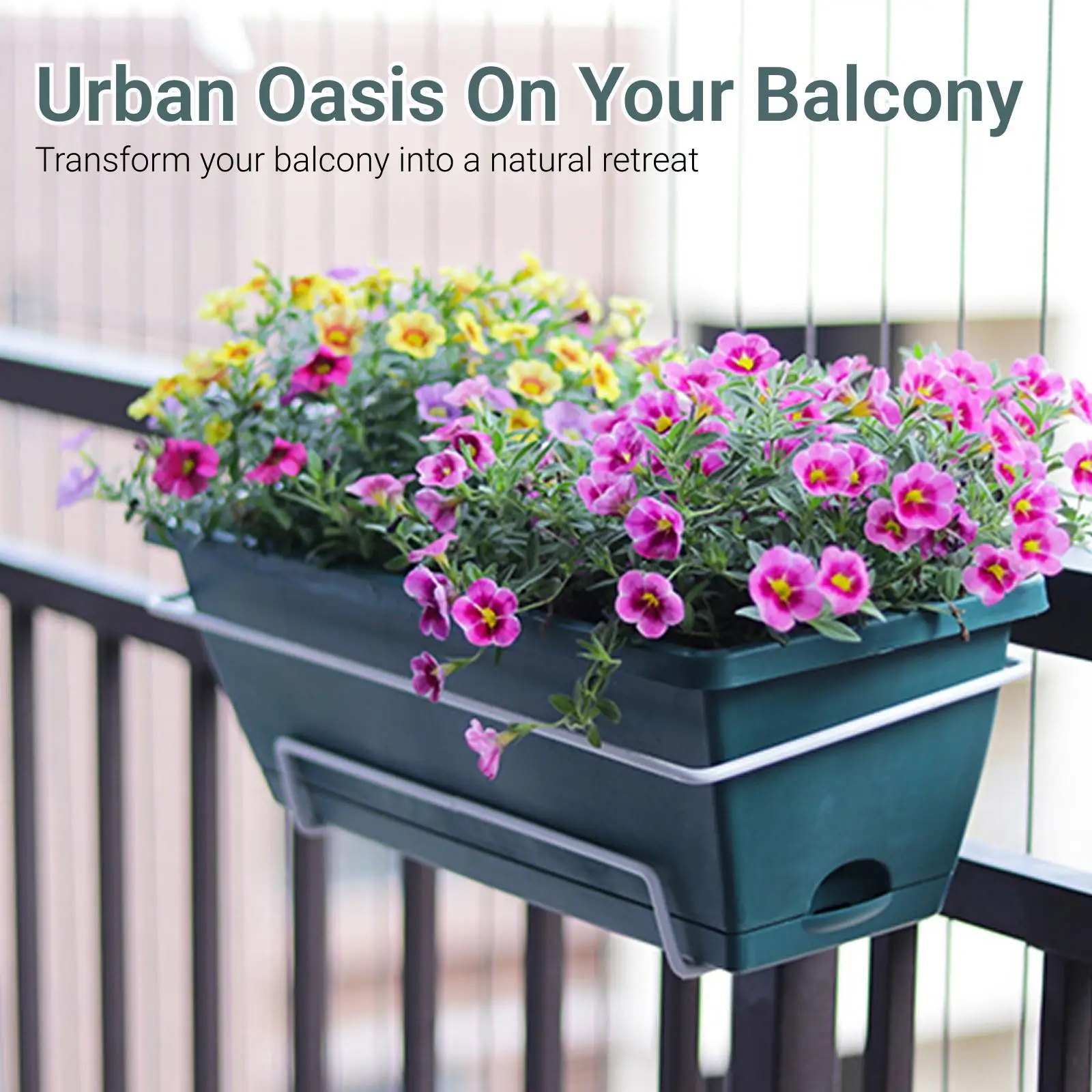 Outdoor Hanging Flowerpot Balcony Railing Planter for Indoor Large Plants Rectangular Planters Wall Garden Decor