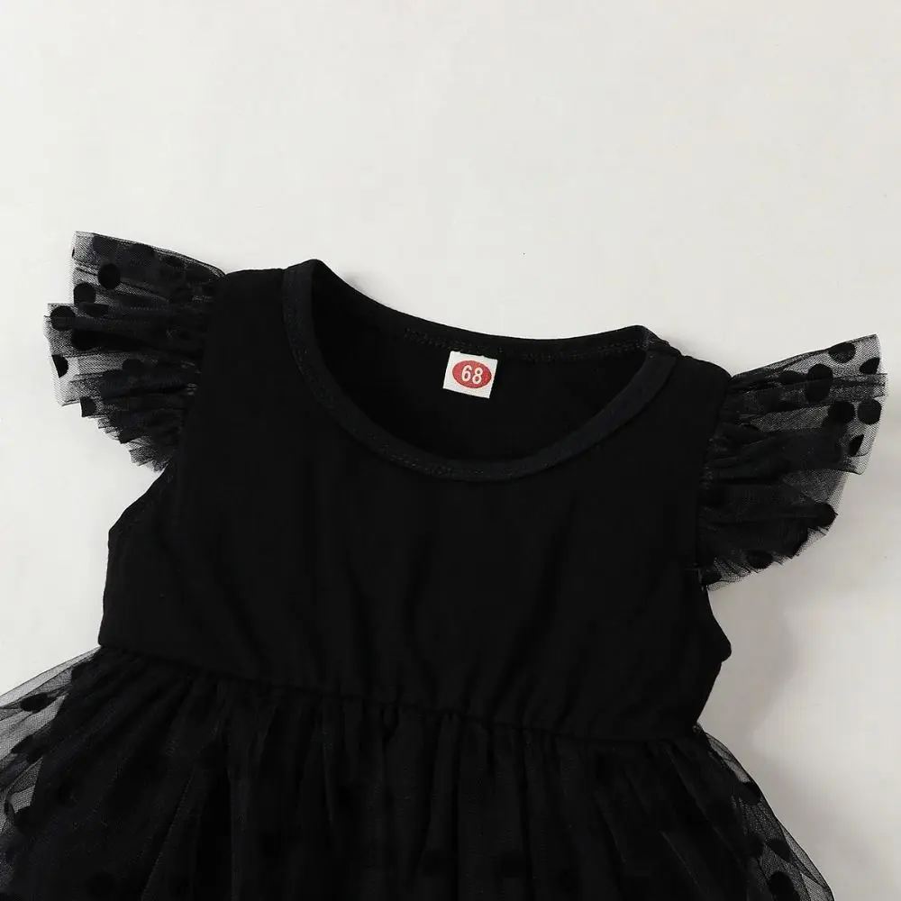 귀여운 면 소재 아기 공주 드레스 레이스 메쉬 버블 아기 바디수트 달콤한 리본 아기 드레스 헤어밴드 포함 생일용