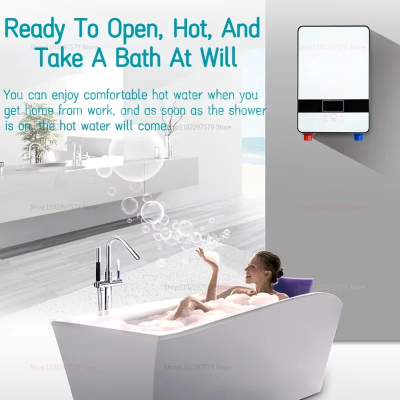 Electric Instant Water Heater Portable Small Fast Heating Suitable for Bathroom Kitchen Shower Fast Hot Water When Needed