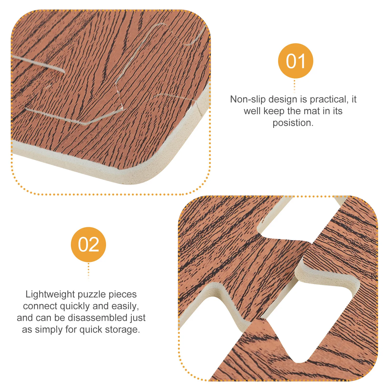 10Pcs Wood Grain Puzzle Floor Mat Eva Anti-Slip Interlocking Exercise Mat for Home Play Area Noise Reducing