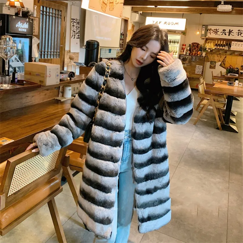 

New Fashion Otter Rabbit Fur Coat For Woman 100% Real Natural Rex Rabbit Fur Leather Jacket Winter Warm Trend Girls' Clothing