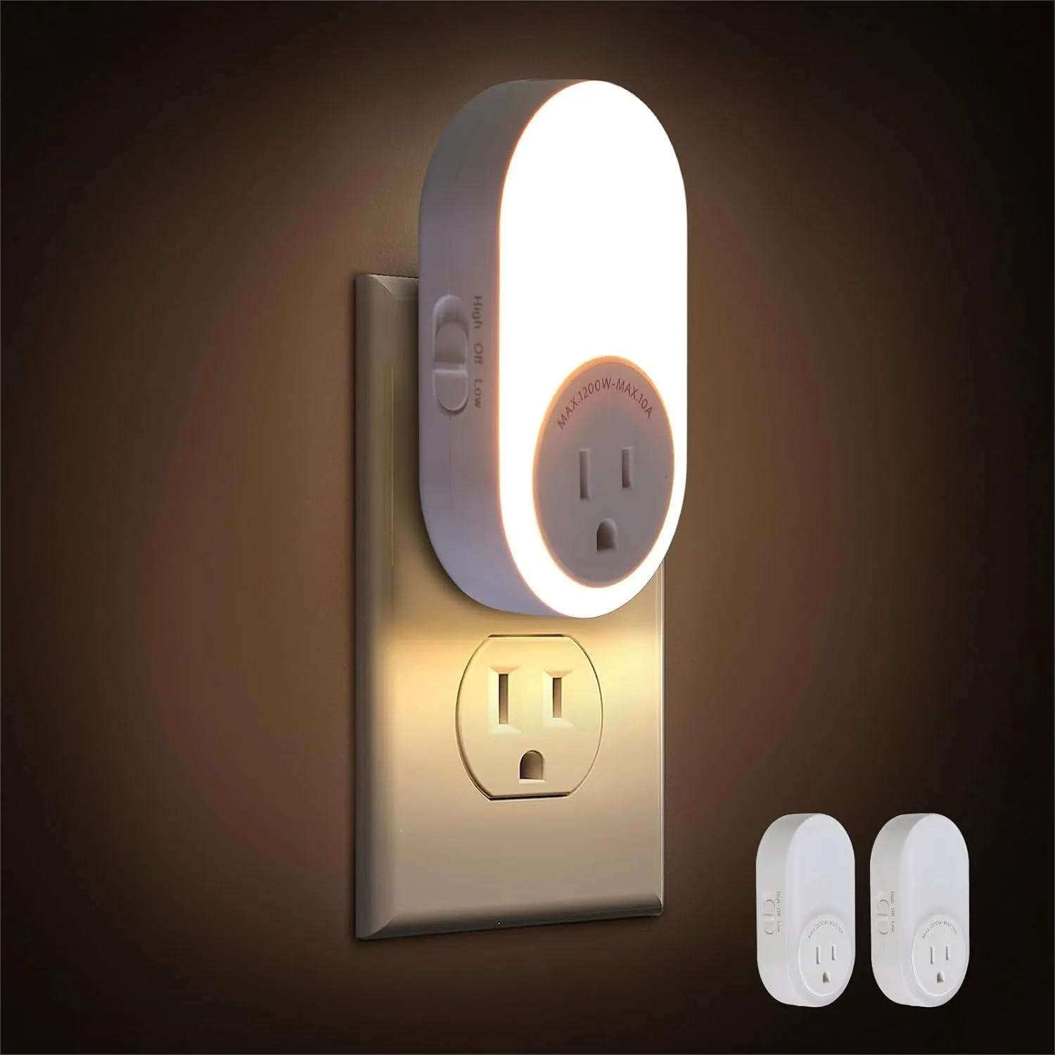 

Dusk to Dawn Sensor Night Light Plug into Wall, 2 Pack Adjustable Brightness 5/20LM, CCT 2200K/4000K, Power Outlet for Bedroom