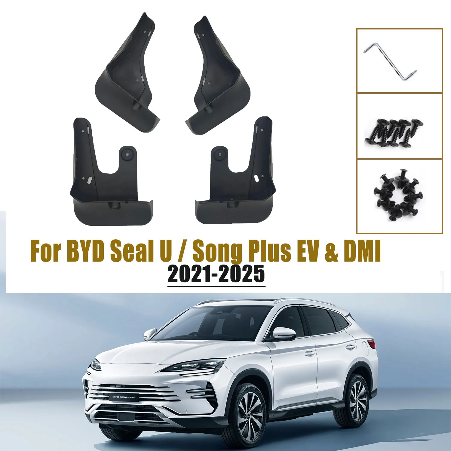 

For BYD Seal U / Song Plus EV & DMI 2023-2025 Mud Flaps Splash Guards Fenders No Drilling No Tape Mudflaps All Weather Protecto