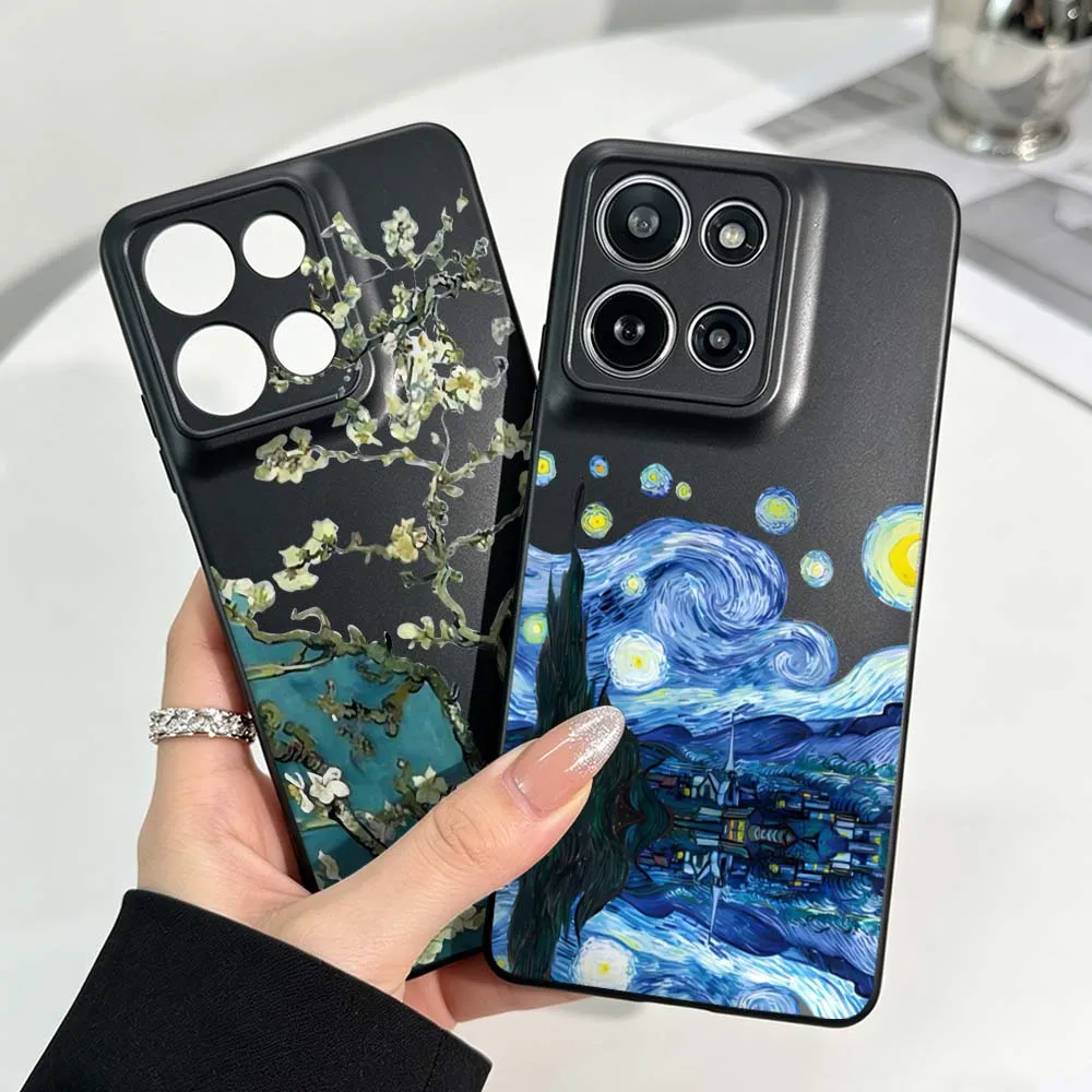 

Van Gogh Art Starry Night For Motorola Moto G86 G75 G72 G56 G42 G41 G35 G31 G15 Edge 70 60 50 Black Soft Cover Phone Case